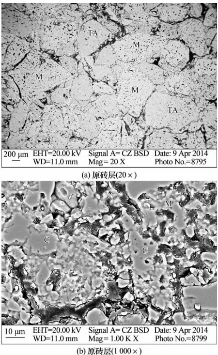 SEM photo of core plate type broken bricks